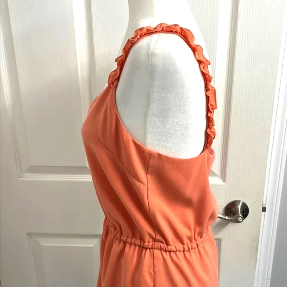 Wilfred Melodie Romper Shorts Size S Ruffles Lined  V Neckline Tawny Orange - Picture 9 of 14